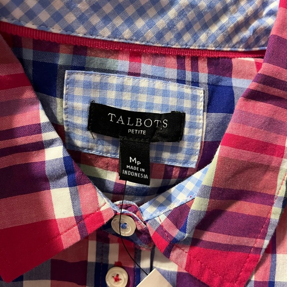 Womans Talbots NWT 100% Cotton Button Down Multicolor Plaid Shirt - Picture 4 of 5